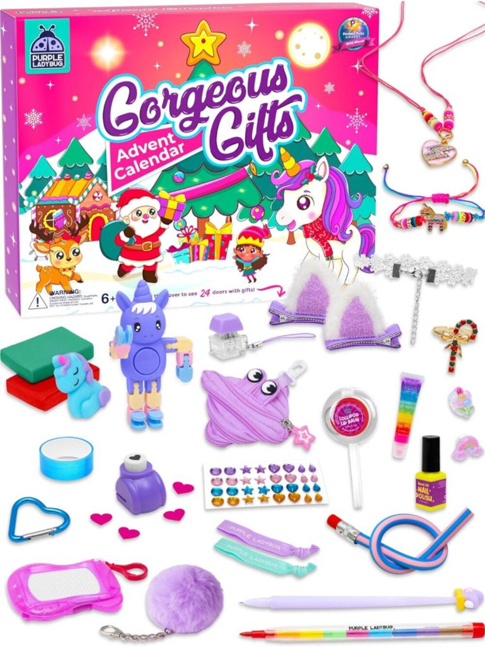 NIP Purple Ladybug Gorgeous Gifts Kids Advent Calendar 24 Days Toys & Stationery